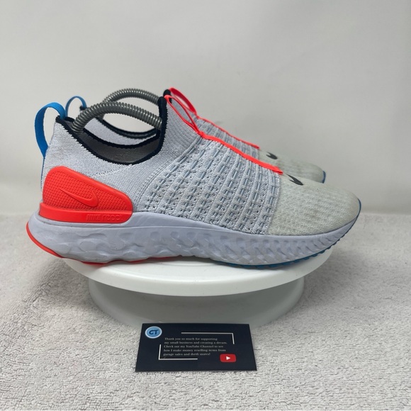 Nike React Phantom Run Flyknit 2 Women's 9 Running Shoes Gray Crimson DV2179-001 - Picture 1 of 7